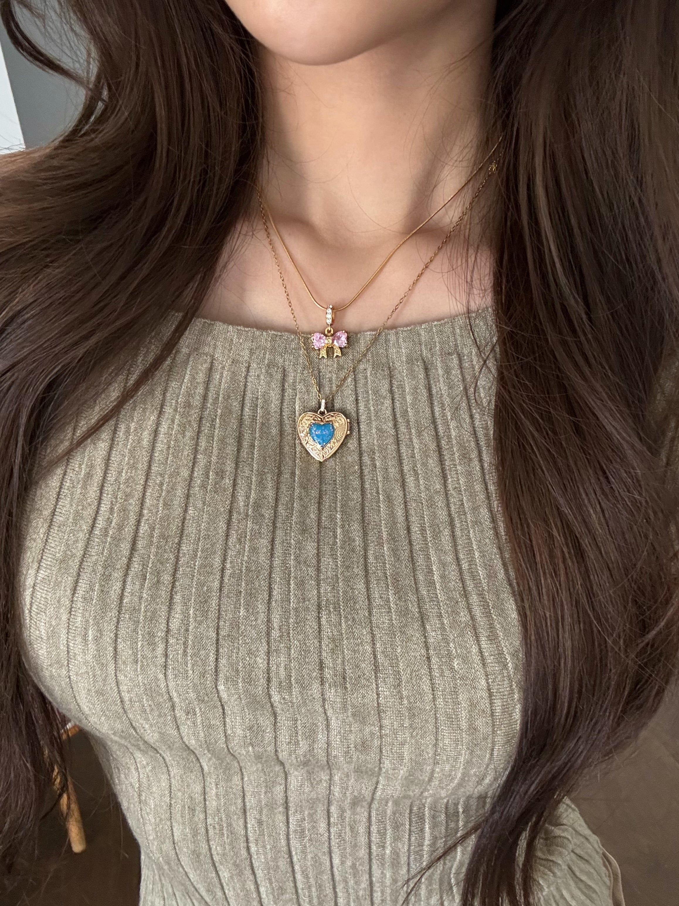 Filigree Blue Heart Necklace