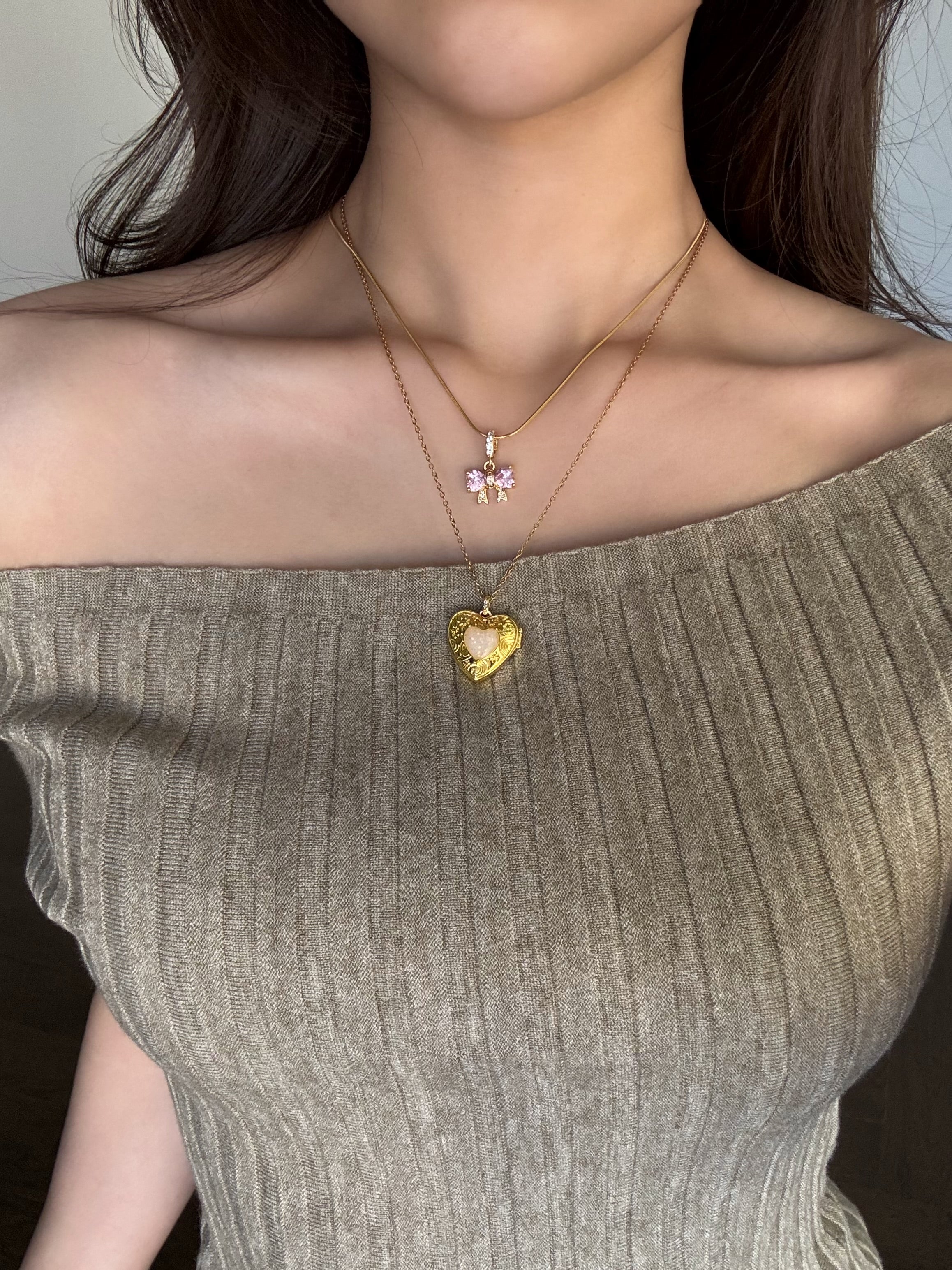Engraved Pearl Heart Necklace
