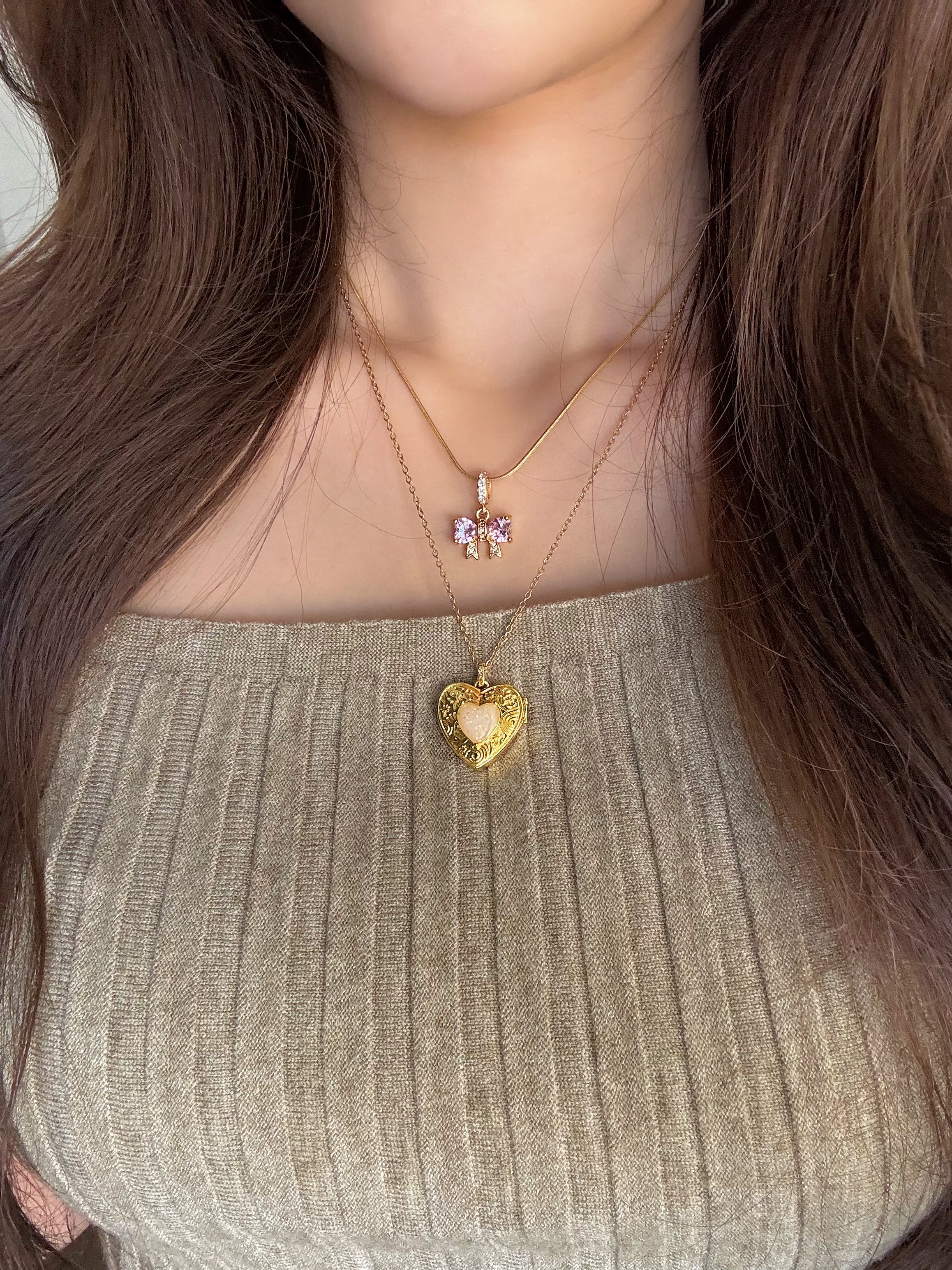 Engraved Pearl Heart Necklace