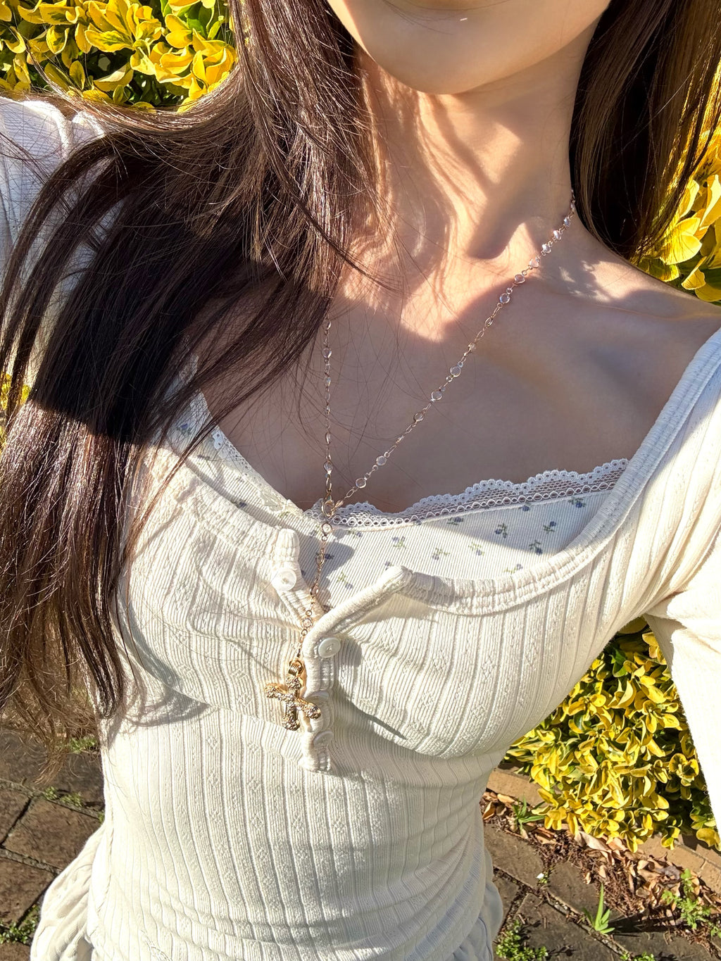 Crystal Rosary Necklace