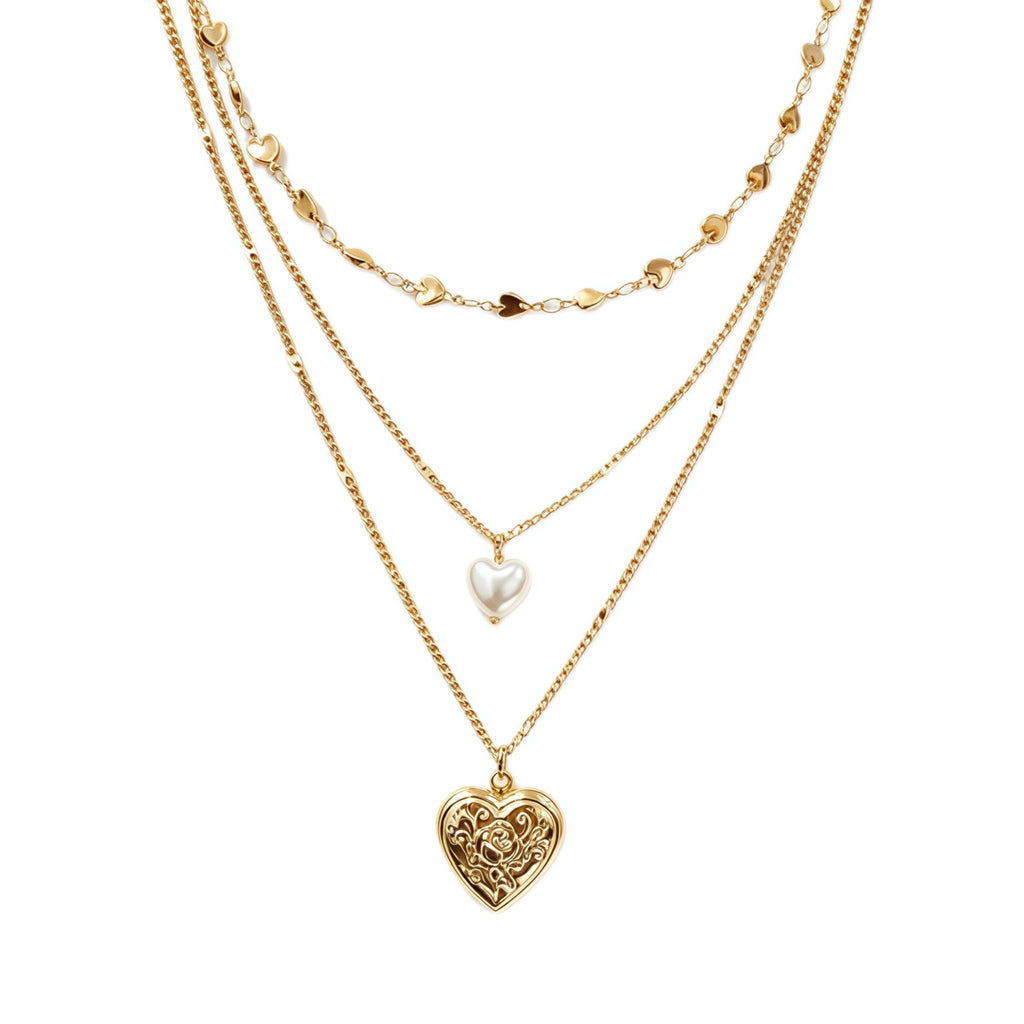 Golden Triple Heart Necklace