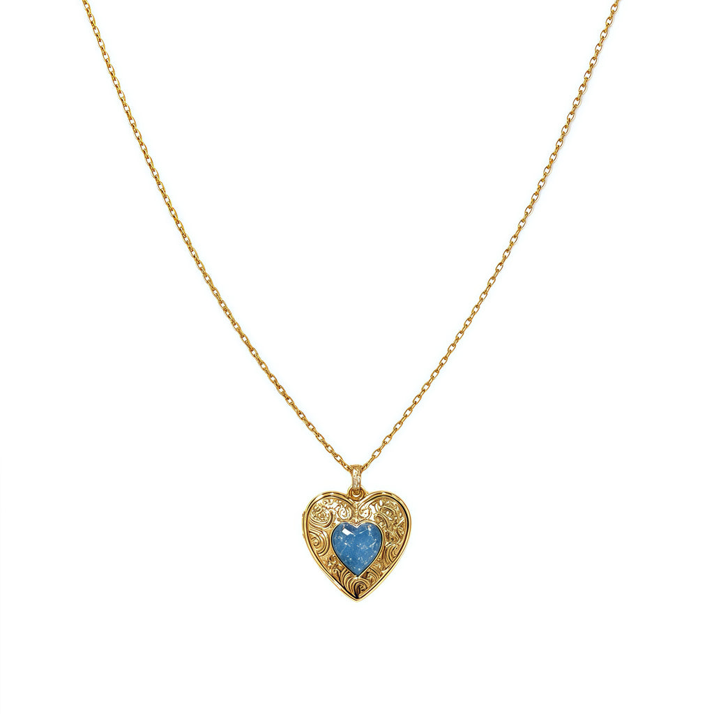 Filigree Blue Heart Necklace