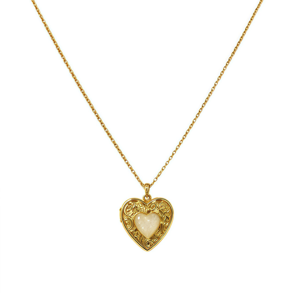 Engraved Pearl Heart Necklace