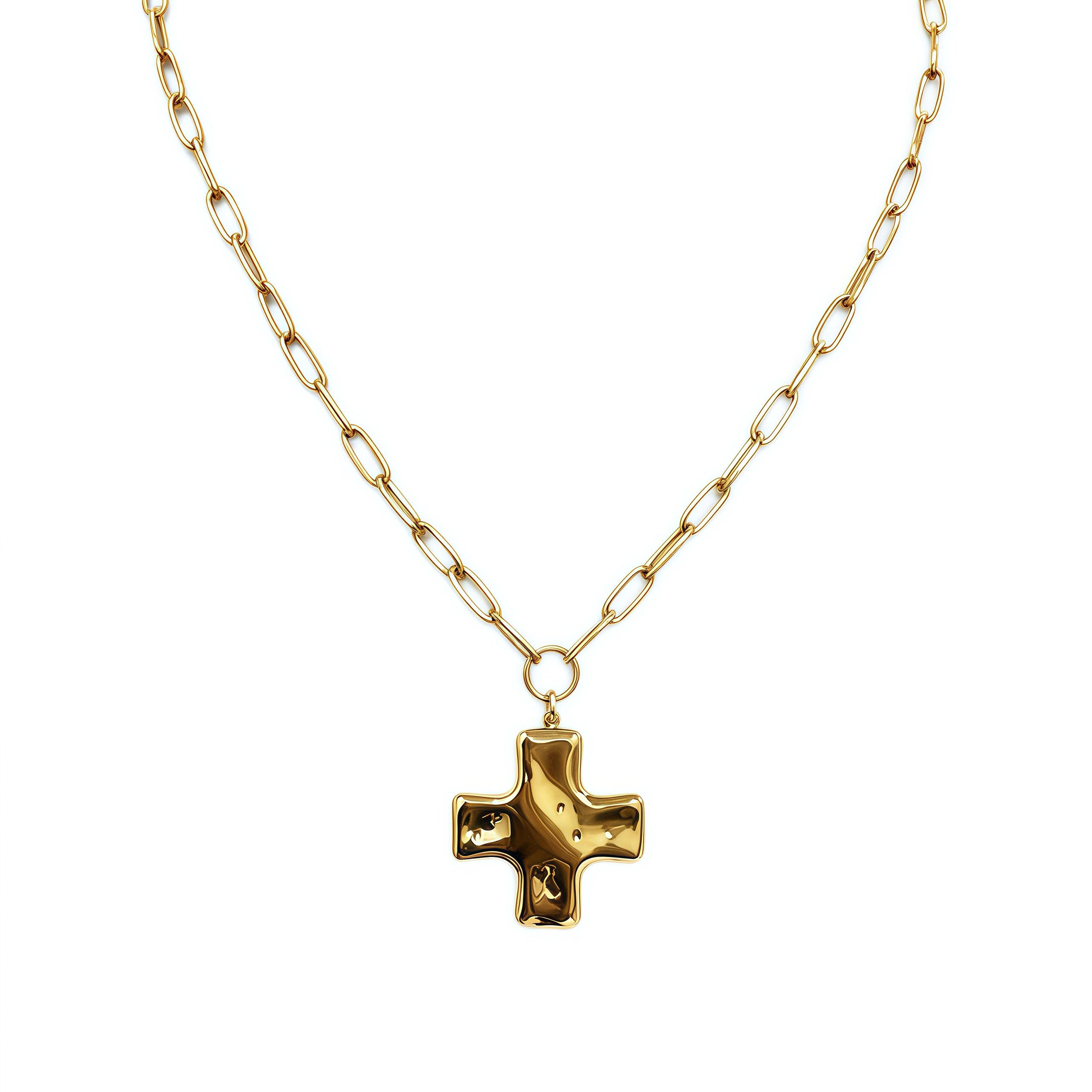 Molten Gold Cross Necklace
