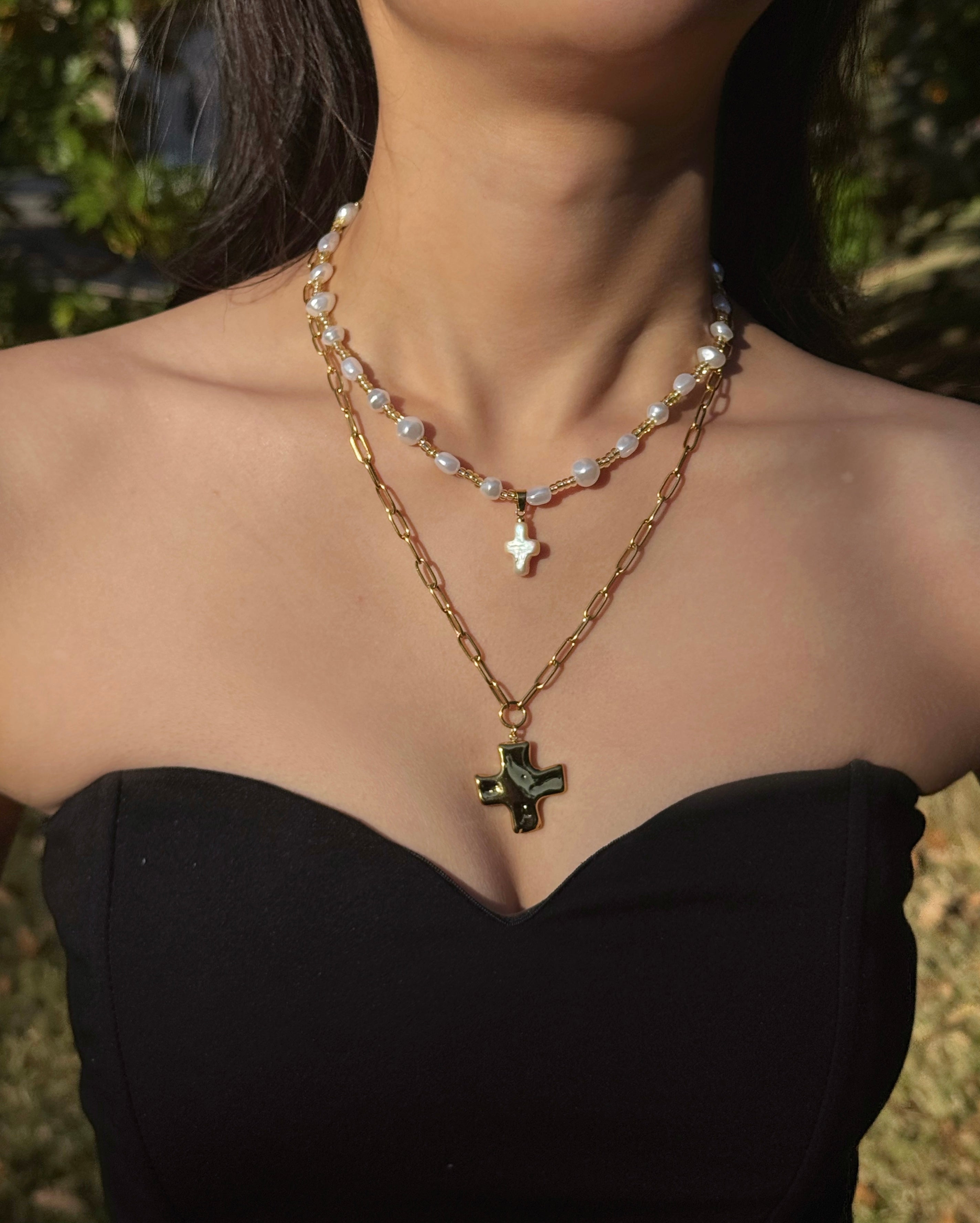 Molten Gold Cross Necklace