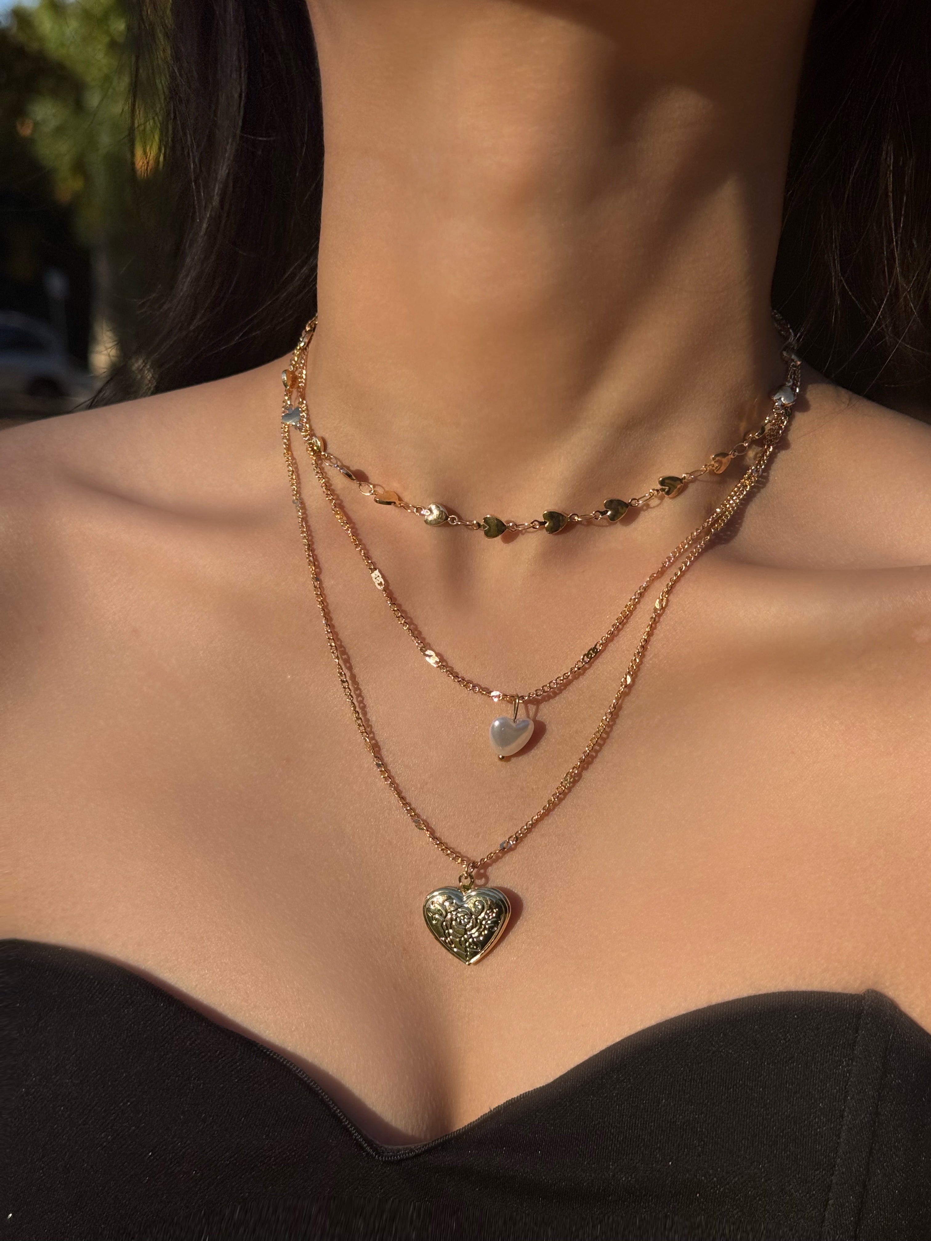 Golden Triple Heart Necklace