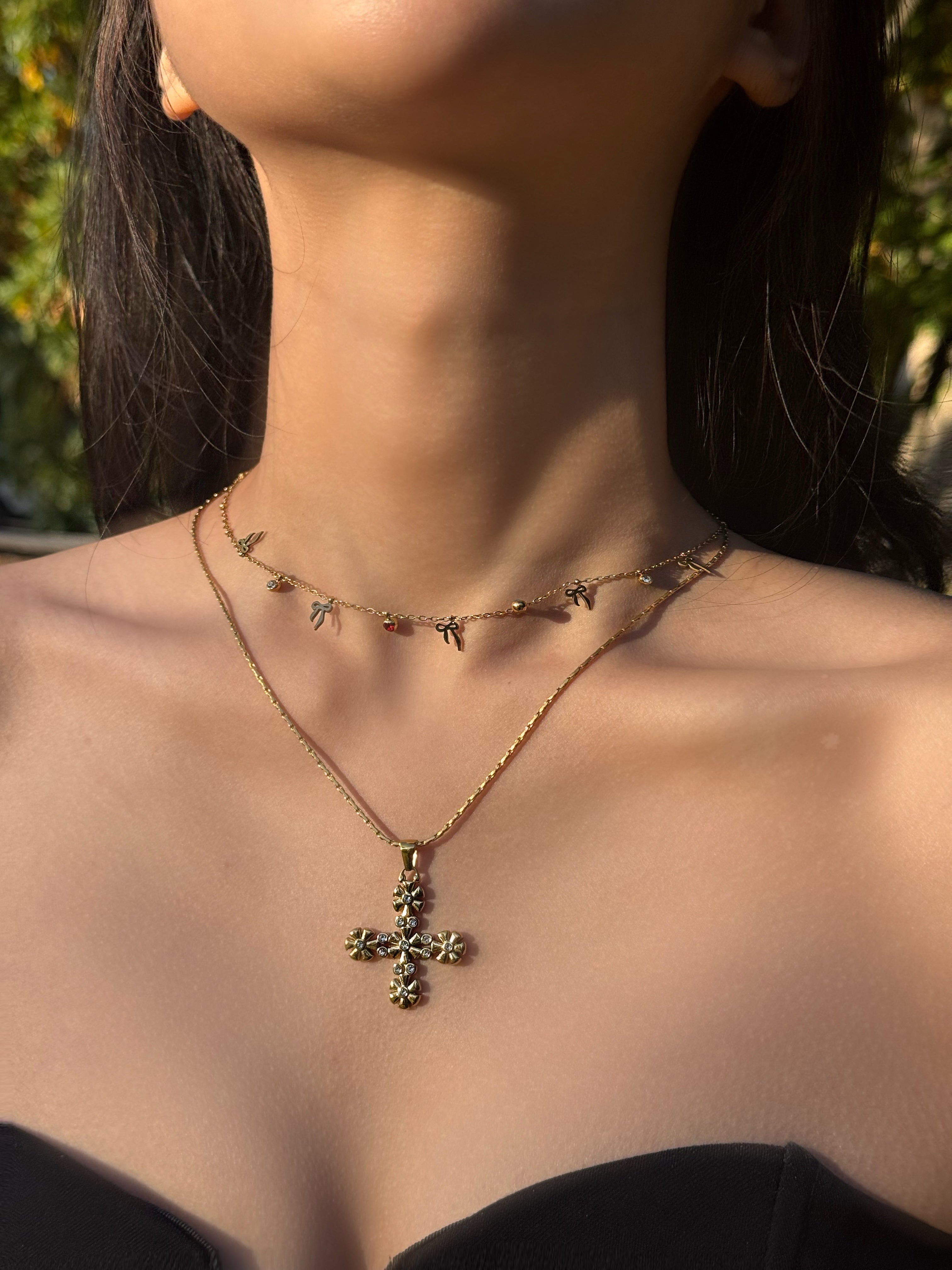 Color Bow Ribbon Necklace